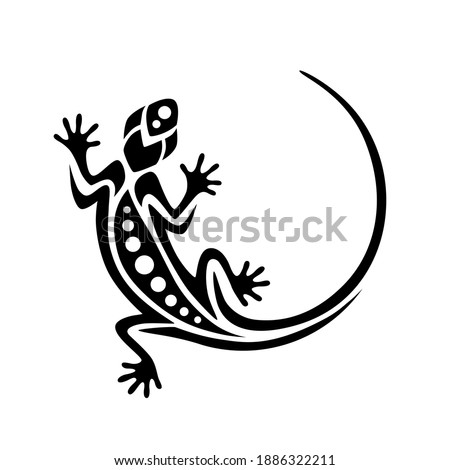 Gecko lizard Maori style. Tattoo sketch or logo