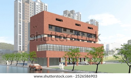 Similar – Image, Stock Photo Reddish exterior facade of the New Museum in the direction of Bodestr. in light and shadow