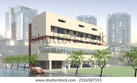 Similar – Image, Stock Photo Reddish exterior facade of the New Museum in the direction of Bodestr. in light and shadow