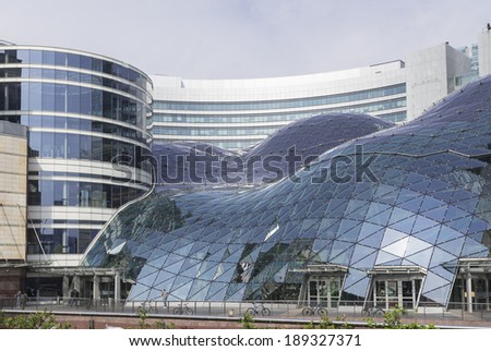 WARSAW, POLAND - APRIL, 13, 2014: Golden Terraces, modern shopping center in  downtown of Warsaw