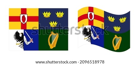 The four provinces flag of Ireland. Leinster, Munster, Connacht and Ulster. Vector illustration. All isolated on white background.