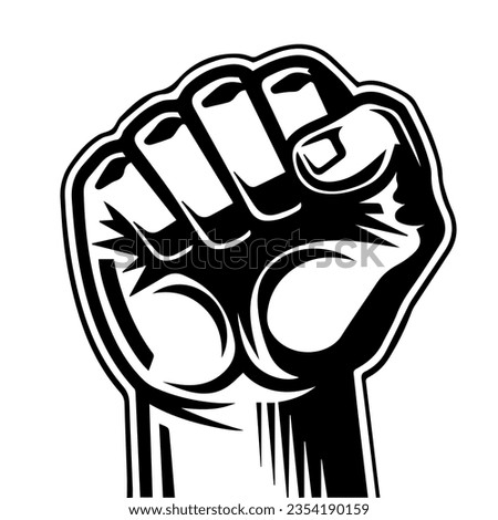 wrist fist pump, hands clenched power strength icon logo vector. Fight for rights, protest, revolution.