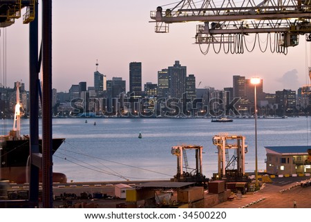 evening/twilight container cargo operation - Durban South Africa (no trademarks visible)
