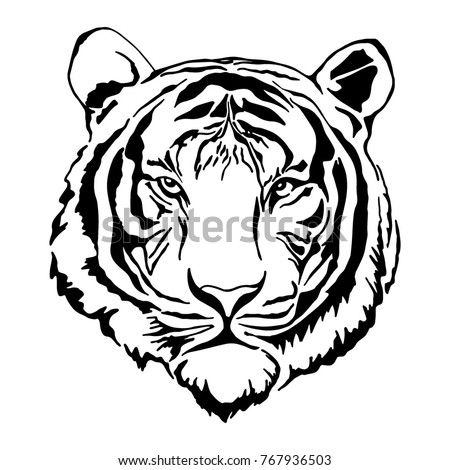 Tiger head silhouette, vector