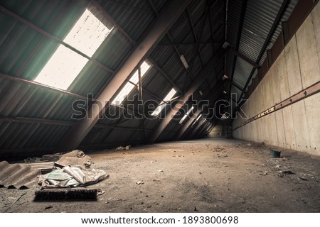Creepy abandoned industry area with natural decay so-called lost place a decayed factory hall Stock foto © 