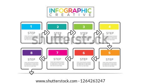 Mono line infographic business design template with steps. Can be used for process diagram, presentations, workflow layout, flow chart, info graph