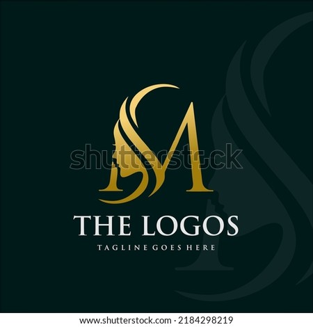 Letter MS or SM beauty women face logo design vector image
