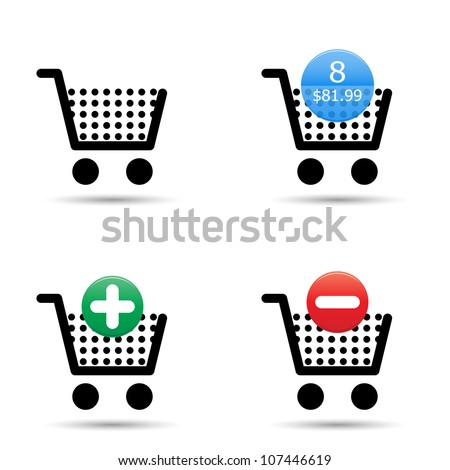 Vector shopping cart trolley icons set. Includes 