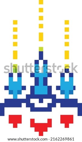 Pixel Art Spaceship Set Vector Isolated