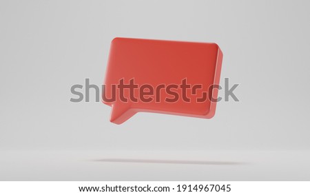 3D render talk square retangle ballon over a white background. Space for a icon over a red tray