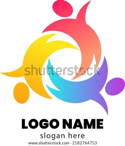 Teamwork and friendship concept created with simple elements as a people crew. Vector icon or logo. Unity and collaboration idea, a dream team of business people colorful design.