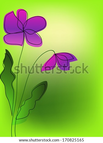 simple purple flowers on green background
