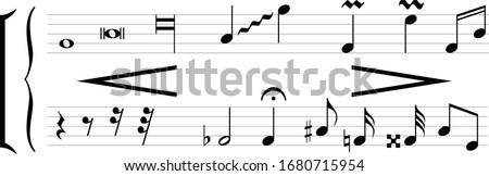 A musical stanza with musical signs and pauses. Symbols of musical notation. Vector.