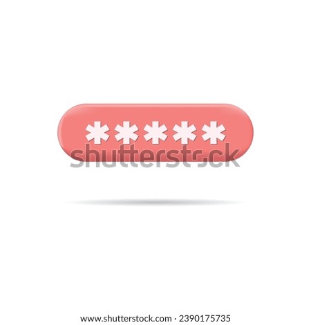 3d password field icon. 2fa two steps authentication security password. Asterisk, Otp code, account verification, online access, secure concept. Realistic vector illustration