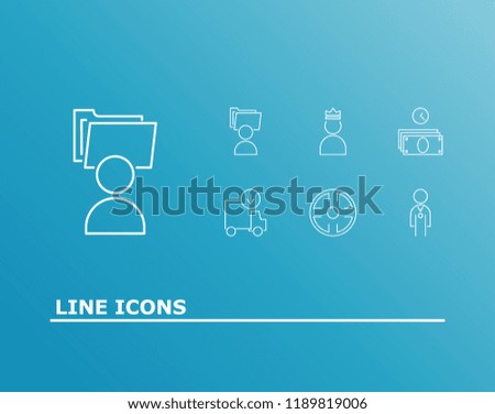 Business icon set and channel with medal, executive and credit. Champion related business icon vector for web UI logo design.