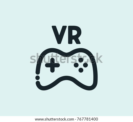 VR game icon line isolated on clean background. Joystick concept drawing VR game icon line in modern style. Vector illustration of VR game icon for your web site mobile logo app UI design.
