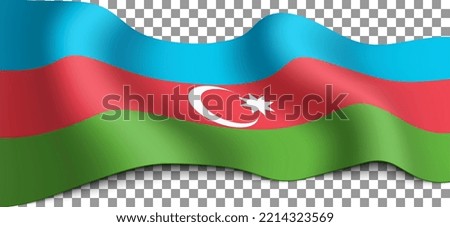 Long Azerbaijani flag on a transparent background. Flag for any illustrations related to holidays of Azerbaijan and country in general. Vector illustration.