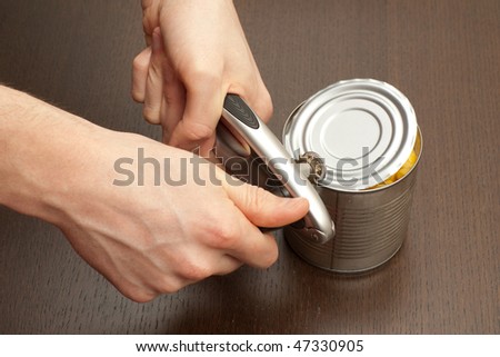 Process of opening the metal can with preserved foods