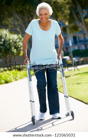 Senior Woman With Walking Frame