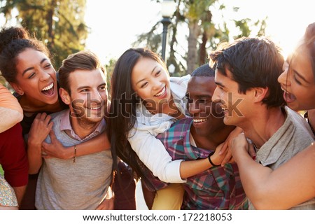 Group Of Friends Having Fun Together Outdoors Stock foto © 