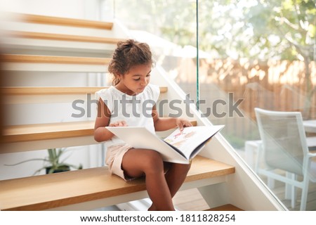 Similar – Image, Stock Photo Child sitting on stairs in skatepark