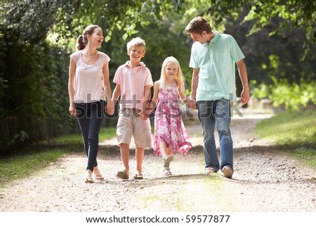 Family Walking In Countryside Together