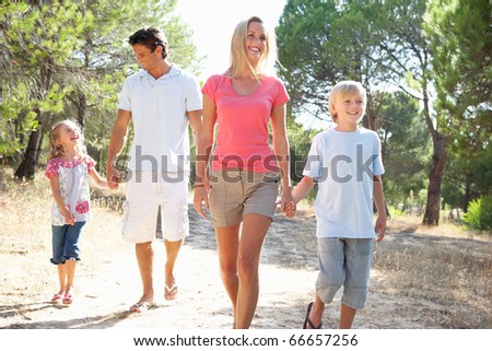 Family, parents and children,walking,walk together in park