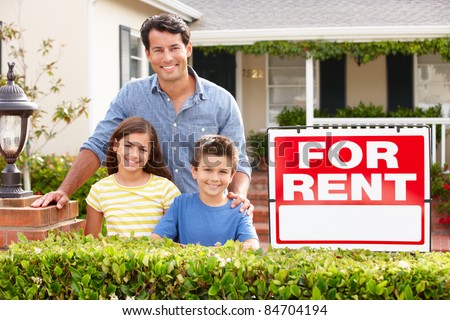 Father and children outside home for rent