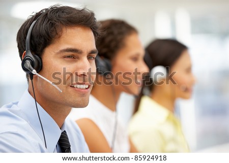 Businessman wearing headset