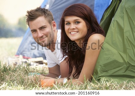 Young couple on camping trip