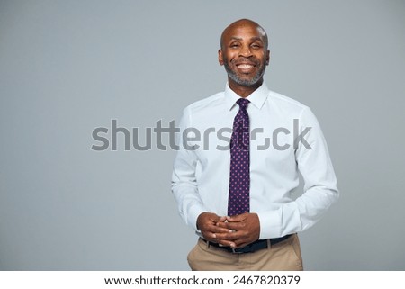 Similar – Image, Stock Photo Black man portrait in a Fuerteventura viewpoint.