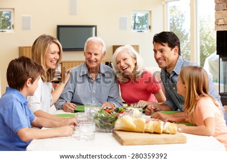 Family sharing meal
