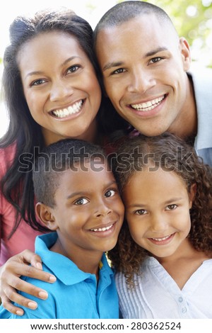 Close Up Portrait Of Young African American Family