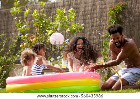 Similar – Image, Stock Photo Paddling pool in the backyard