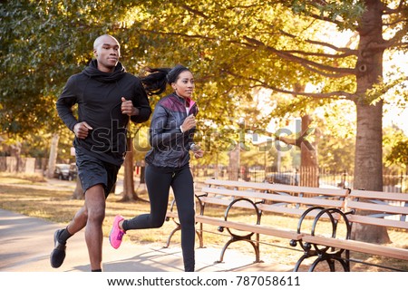 Similar – Image, Stock Photo Two black men running outdoors