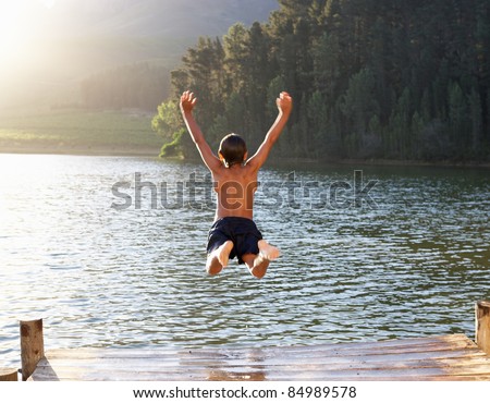 Similar – Image, Stock Photo young people diving in shallow seawater