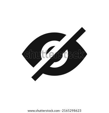 Eye slash solid icon. Invisible glyph vector symbol.