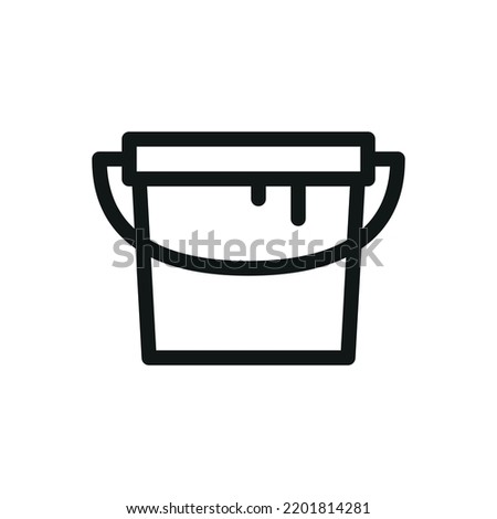 Plastic paint bucket isolated icon, paint tin vector icon with editable stroke