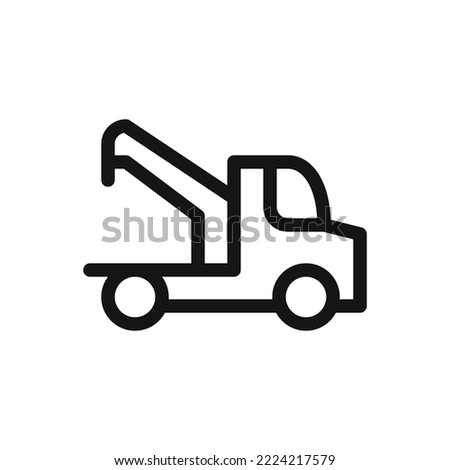 Roadside assistance isolated icon, evacuator linear icon, tow truck outline vector symbol with editable stroke