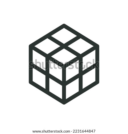 Rubik cube vector icon with editable stroke