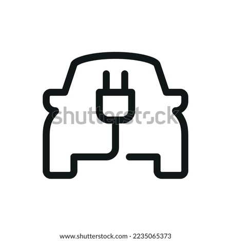 Parking area for electric car charging isolated icon, electric vehicle with plug vector icon with editable stroke