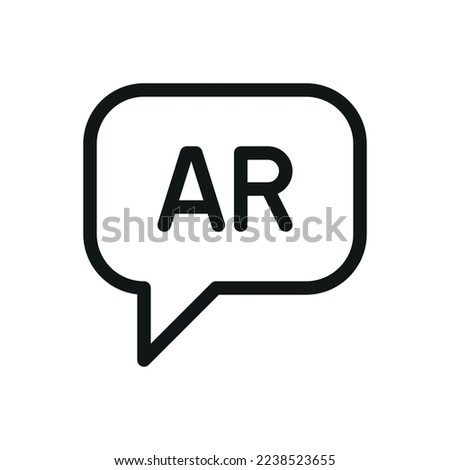 Speak Arabic (AR) speech bubble isolated icon, speaking Arabic language outline vector icon with editable stroke