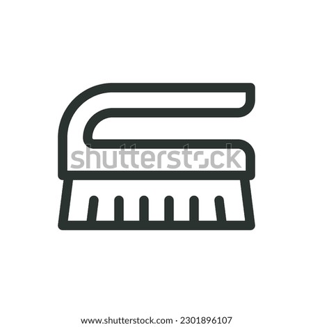 Cleaning brush isolated icon, scrub brush with handle vector icon with editable stroke