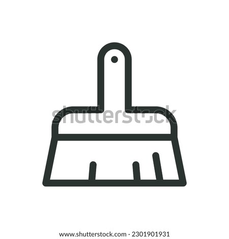 Short broom isolated icon, broom with short handle vector icon with editable stroke