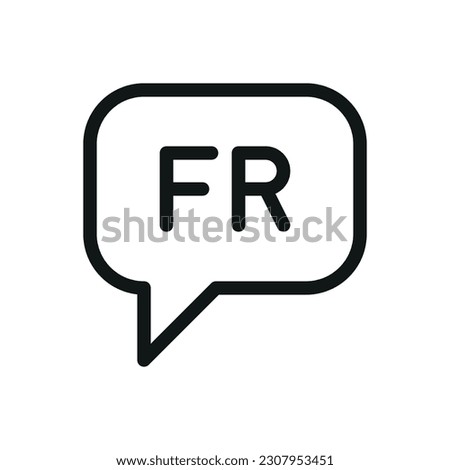 Speak French speech bubble isolated icon, speaking French language outline vector icon with editable stroke