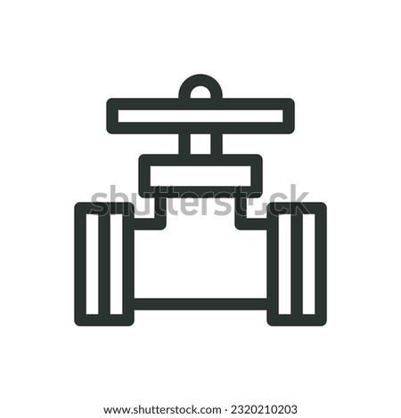 Shutoff valve isolated icon, gate valve linear symbol, shut-off valves vector icon with editable stroke
