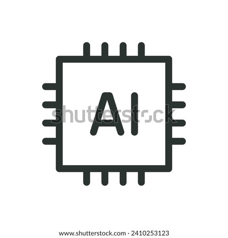 AI chip isolated icon, AI microchip vector icon with editable stroke
