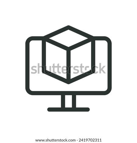 3D modeling software isolated icon, 3D printing display vector symbol with editable stroke
