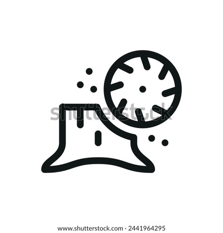 Stump grinding isolated icon, tree stump removal service vector symbol with editable stroke