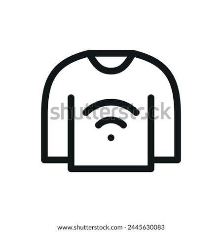 Smart clothing with wi-fi module isolated icon with editable stroke